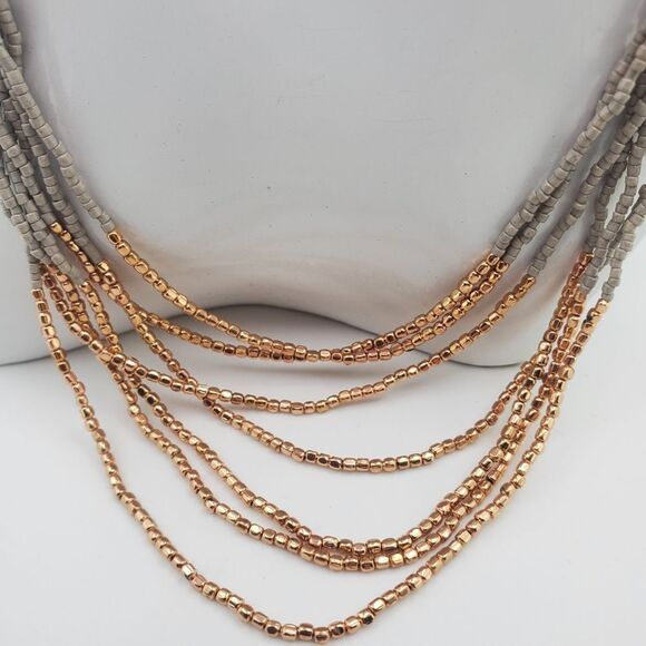 Ombre seed beaded‎ waterfall necklace N0511 - Picture 2 of 4